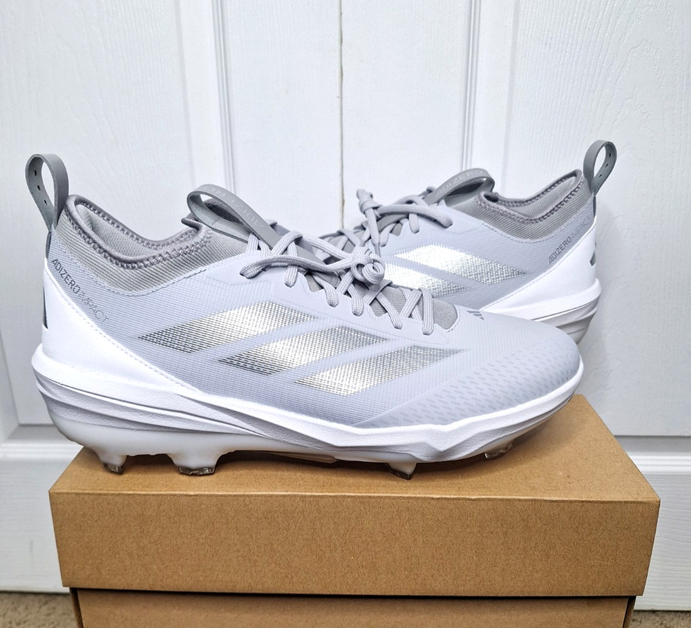 Adidas Adizero Impact TPU 2.0 Grey White Silver Baseball Cleats JH6736 sz 14